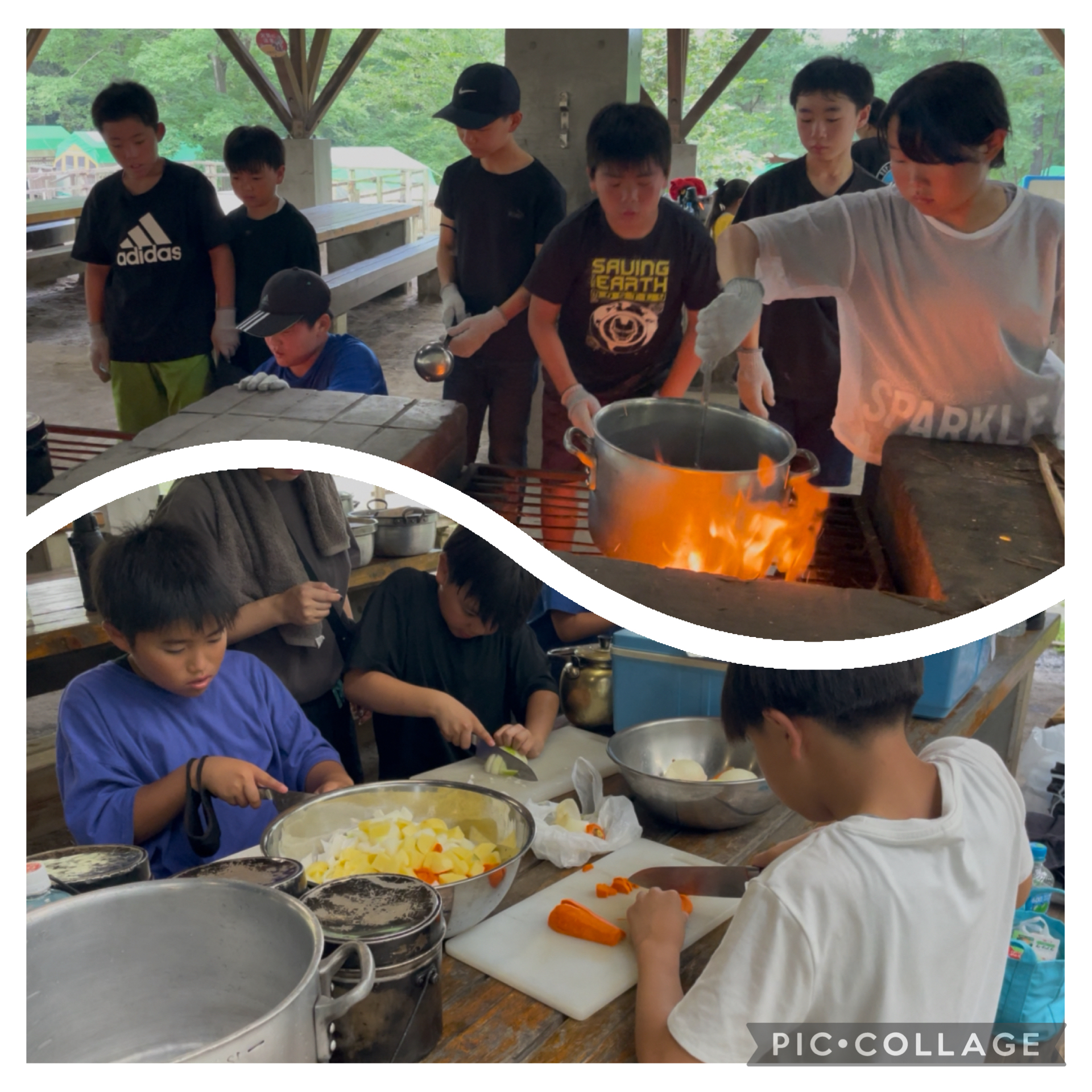 包丁にドキドキ、飯盒でご飯…合宿ならではの夕食体験